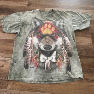 The Mountain Native American Wolf image tshirt XL
